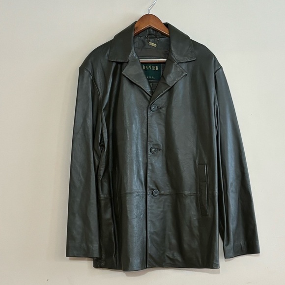 NWT Danier Sz L Army Green Leather Jacket - Picture 2 of 13